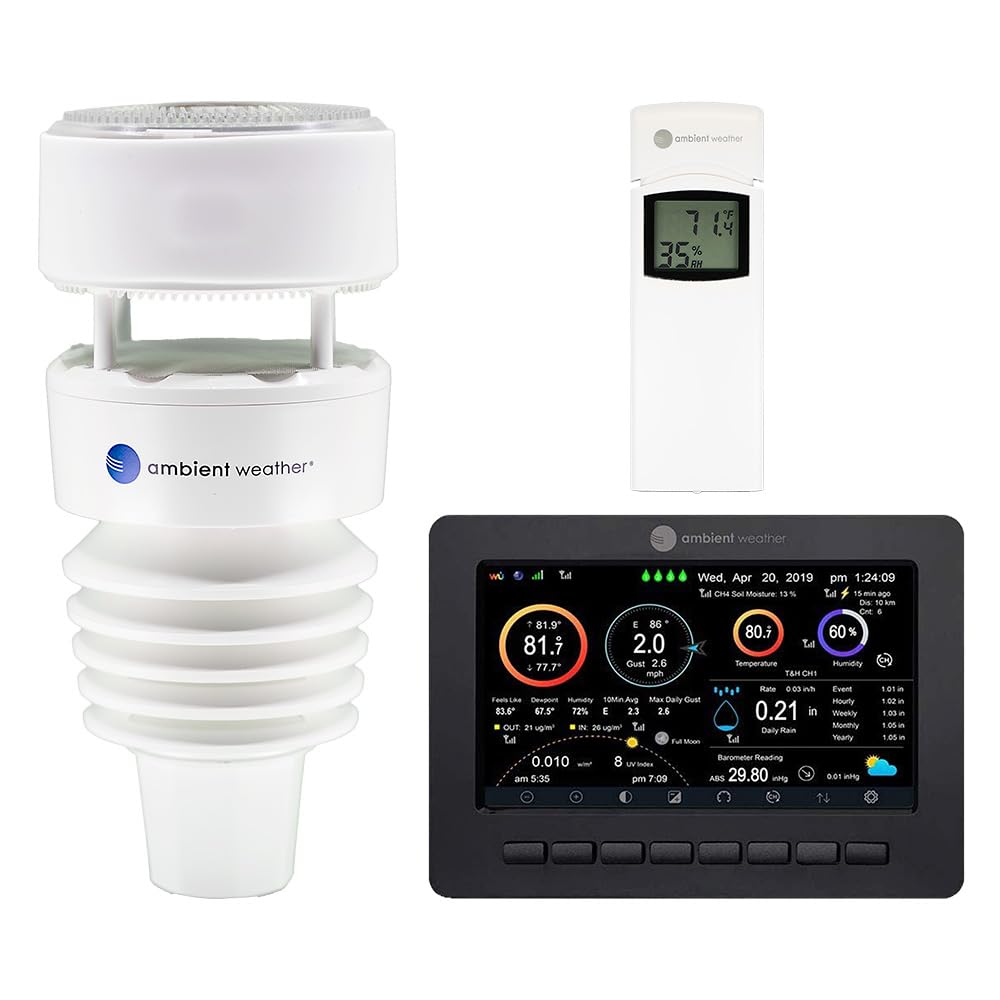 Ambient Weather WS-4000 front display showing live weather readings and easy readout benefit