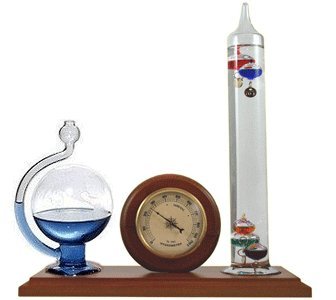 Ambient Weather WS-YG501 front view showing thermometer, hygrometer, and wood base for elegant monitoring