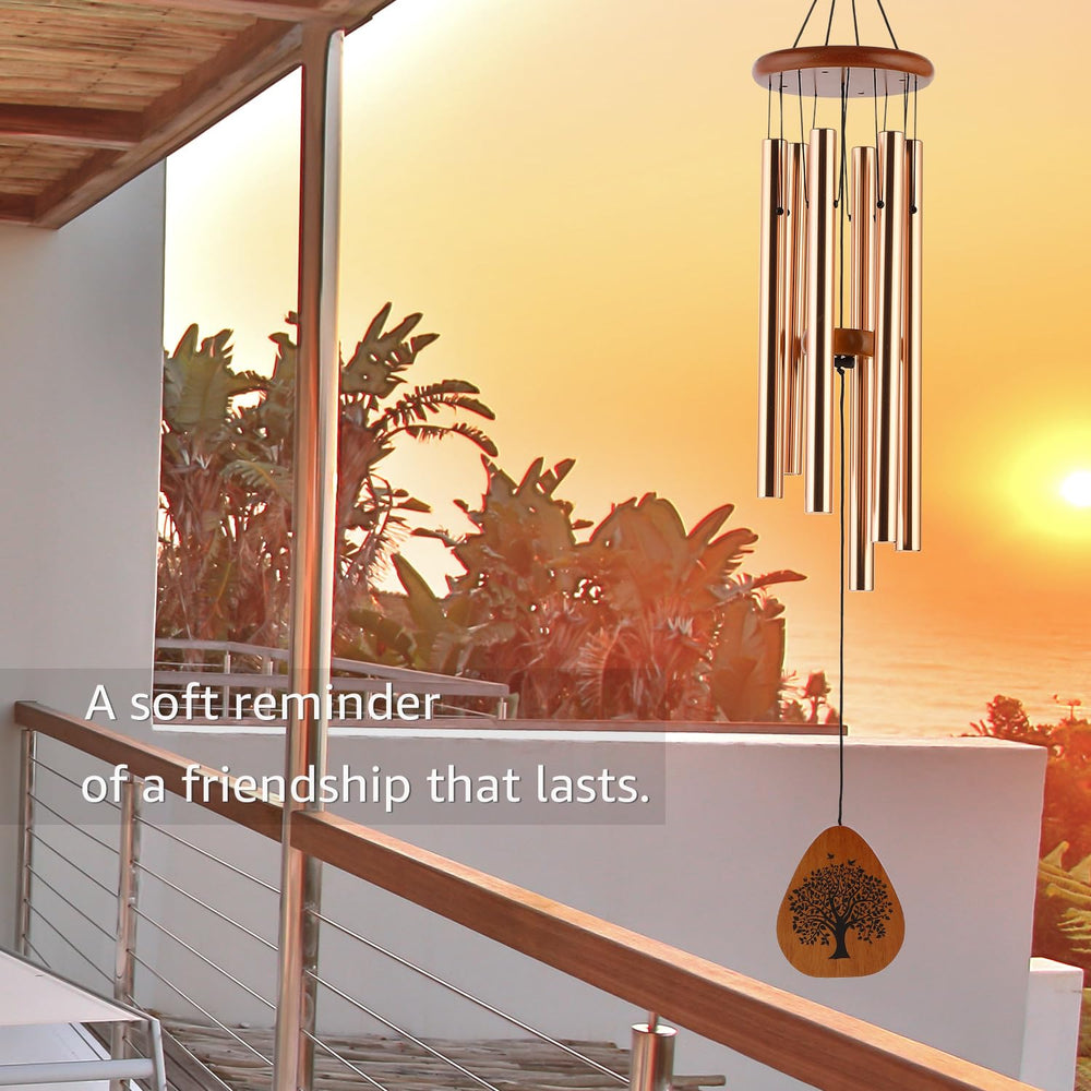 AMBOBE full 32-inch wind chime hanging outdoors for lasting decorative ambiance