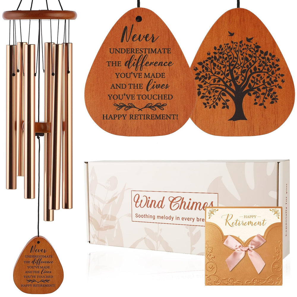 AMBOBE wind chime front view showing design and message, perfect retirement keepsake