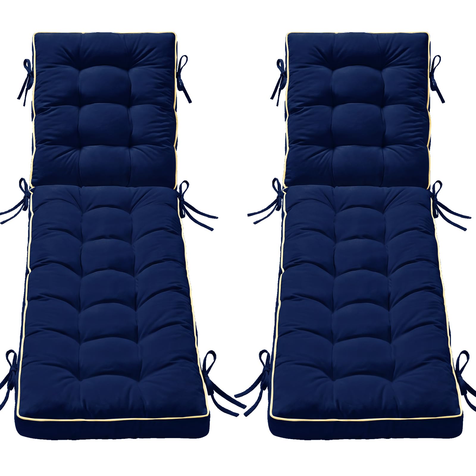 AMCATON front view of blue chaise cushion pack showing overall fit and appearance