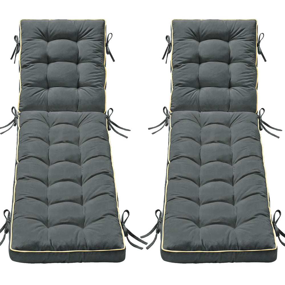 AMCATON front view of gray chaise cushion showing full length and shape for comfortable lounging