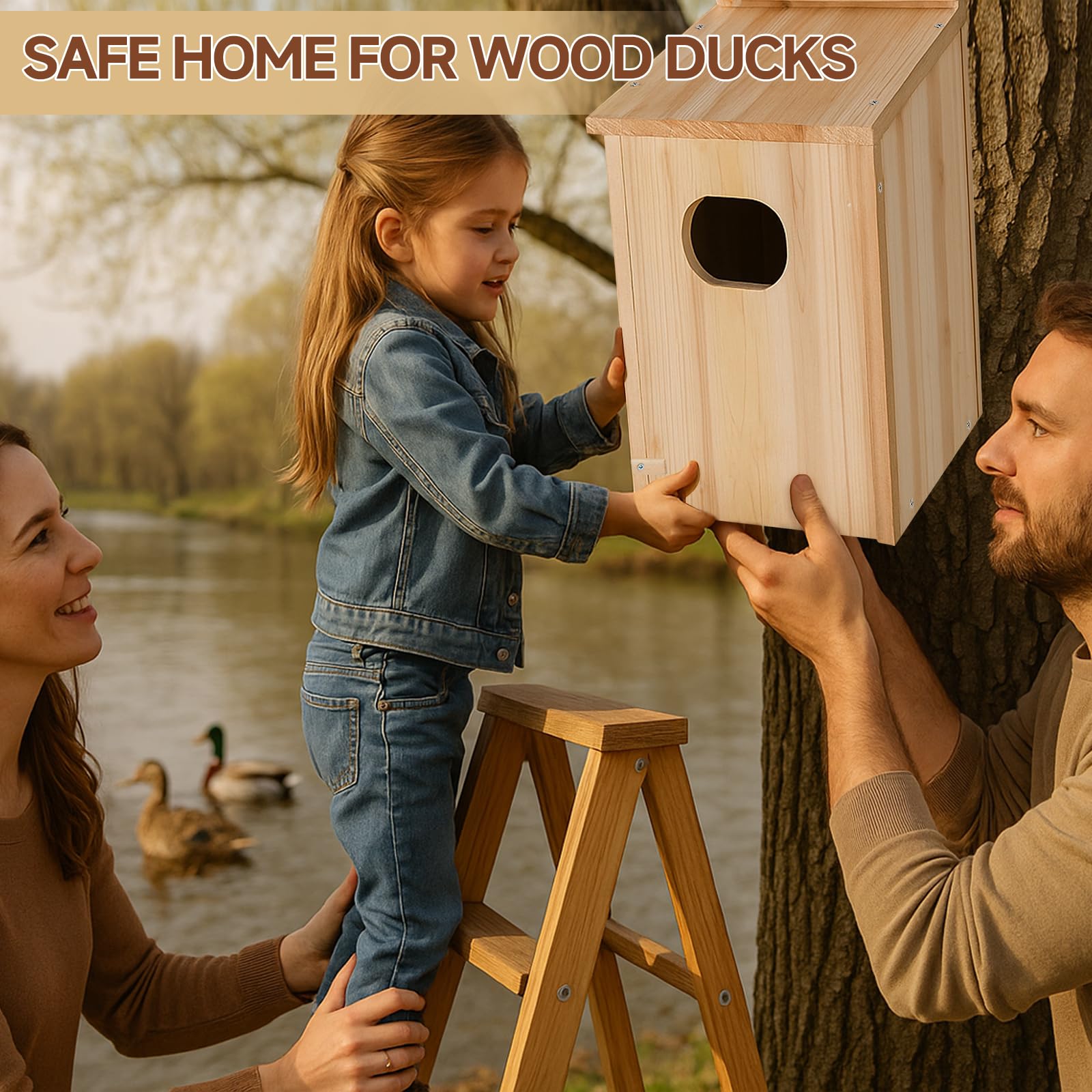 Amcortn duck house drainage grooves beneath floor keeping nest dry and hygienic for birds