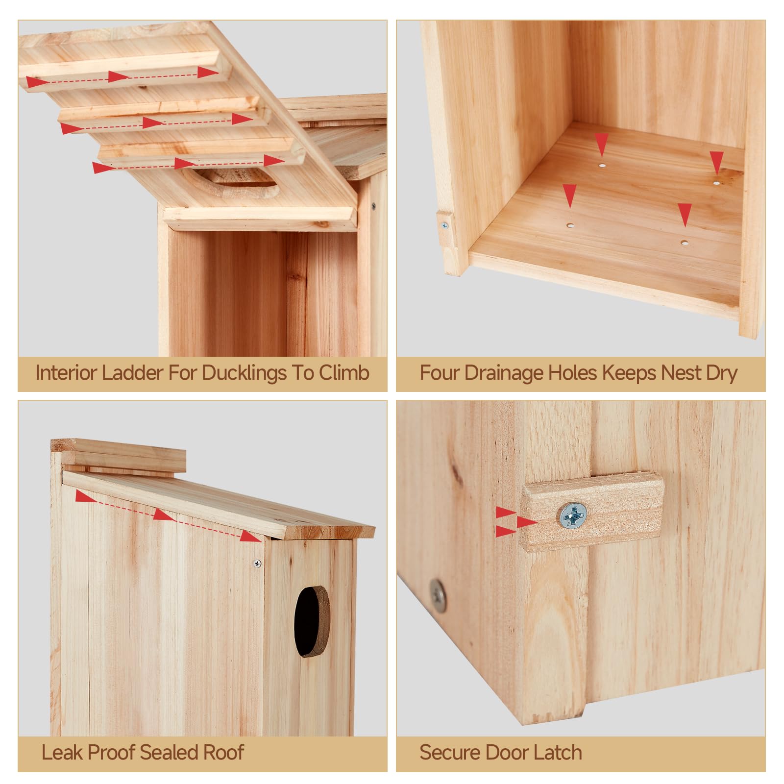 Amcortn duck house scale comparison next to a ruler illustrating the compact 17x10x10 size