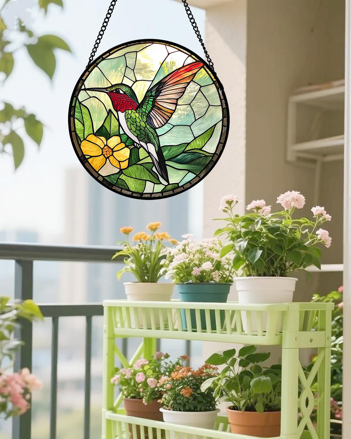 AMDERVEN hummingbird side profile showing sturdy metalwork and hang loop