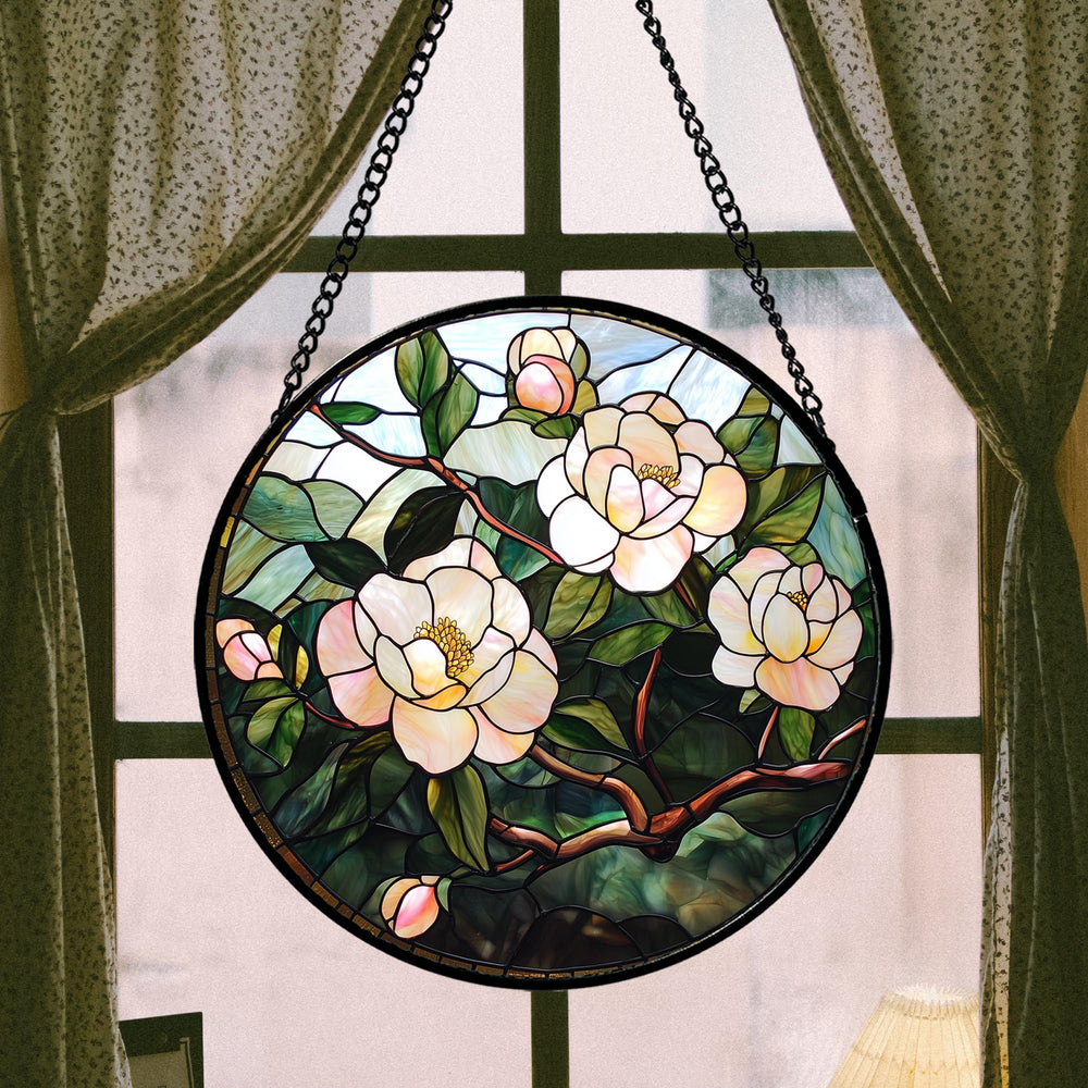 AMDERVEN suncatcher hanging in window casting colorful light and brightening room benefit