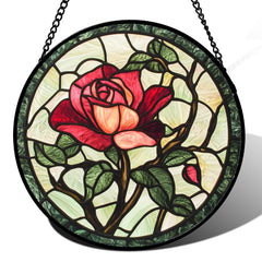 AMDERVEN red rose front view showing vibrant stained-glass beauty and decorative impact