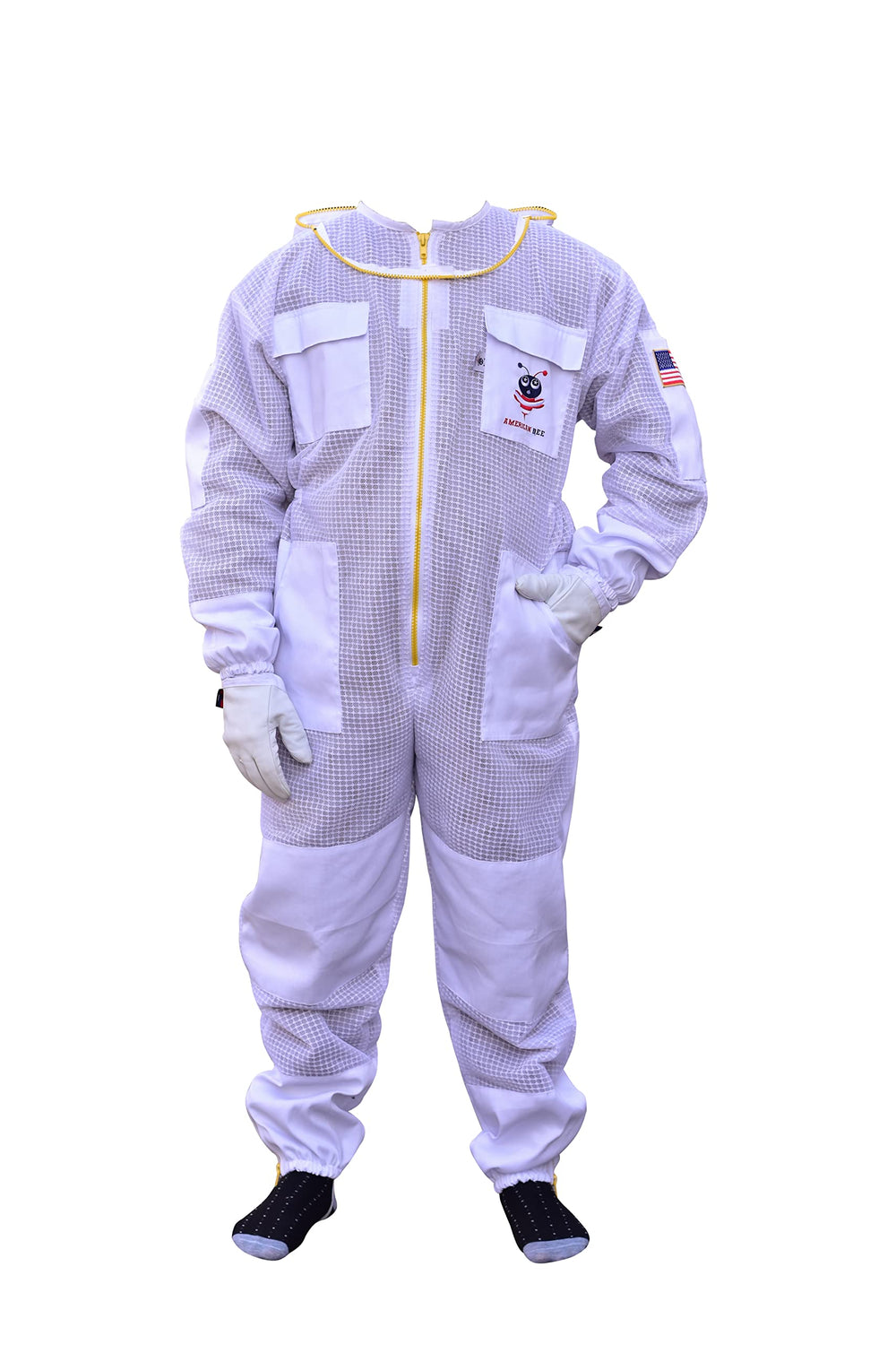 American Bee suit worn during hive inspection demonstrating comfort