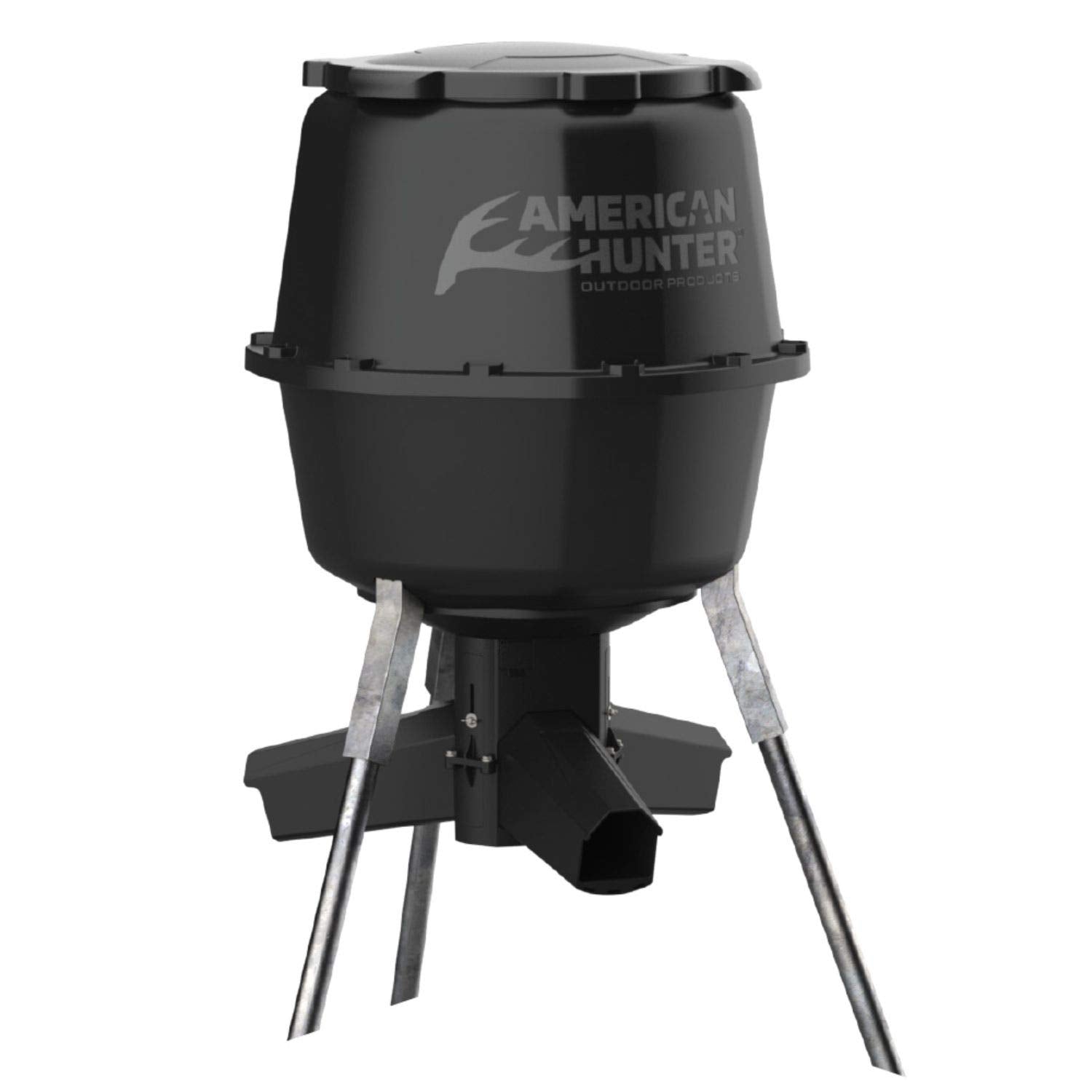 American Hunter front view of hopper showing durable polymer and weather protection benefits