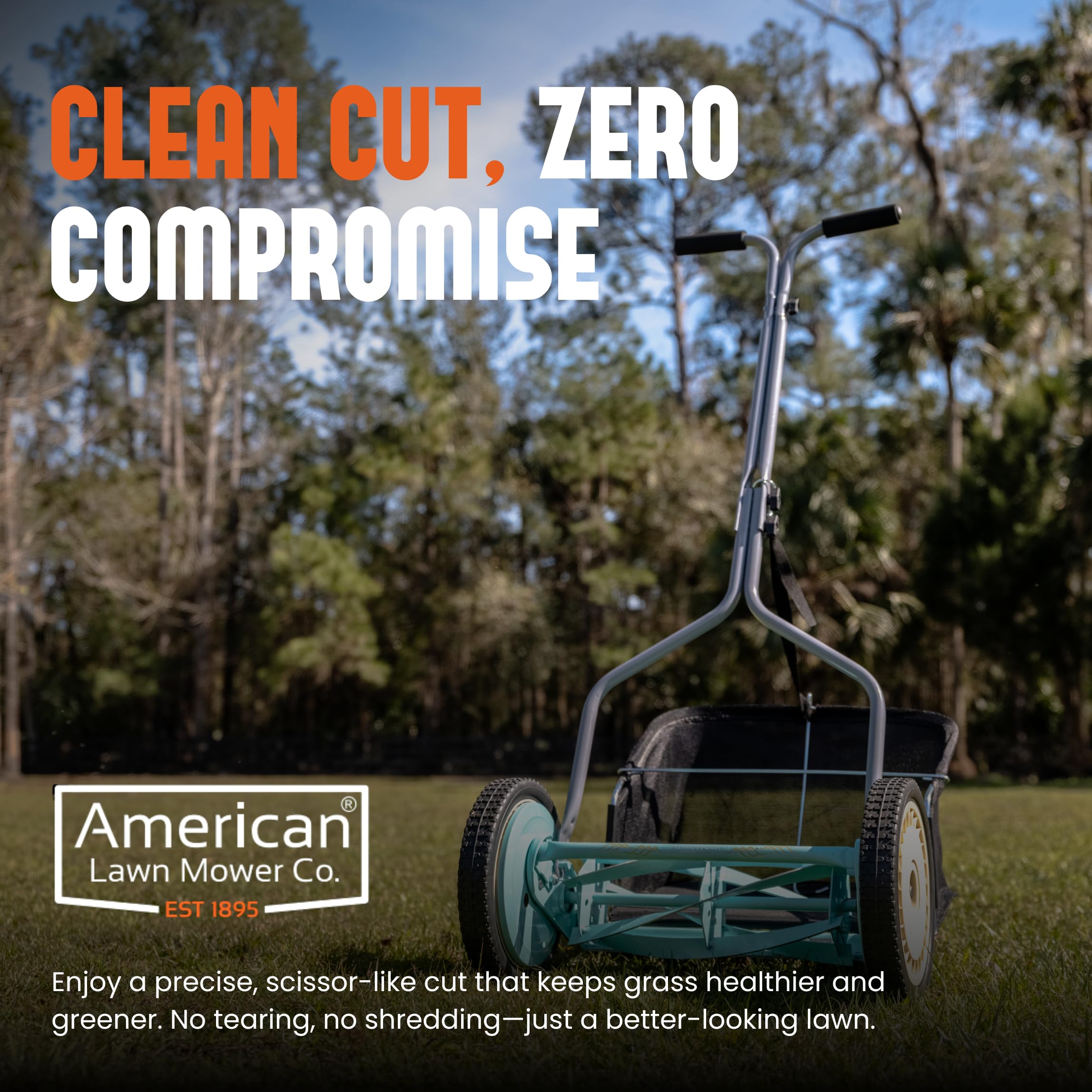 American Lawn Mower close-up of five-blade reel showing sharp heat-treated alloy blades