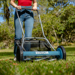 American Lawn Mower Company closeup of five-blade reel delivering scissor-like cuts