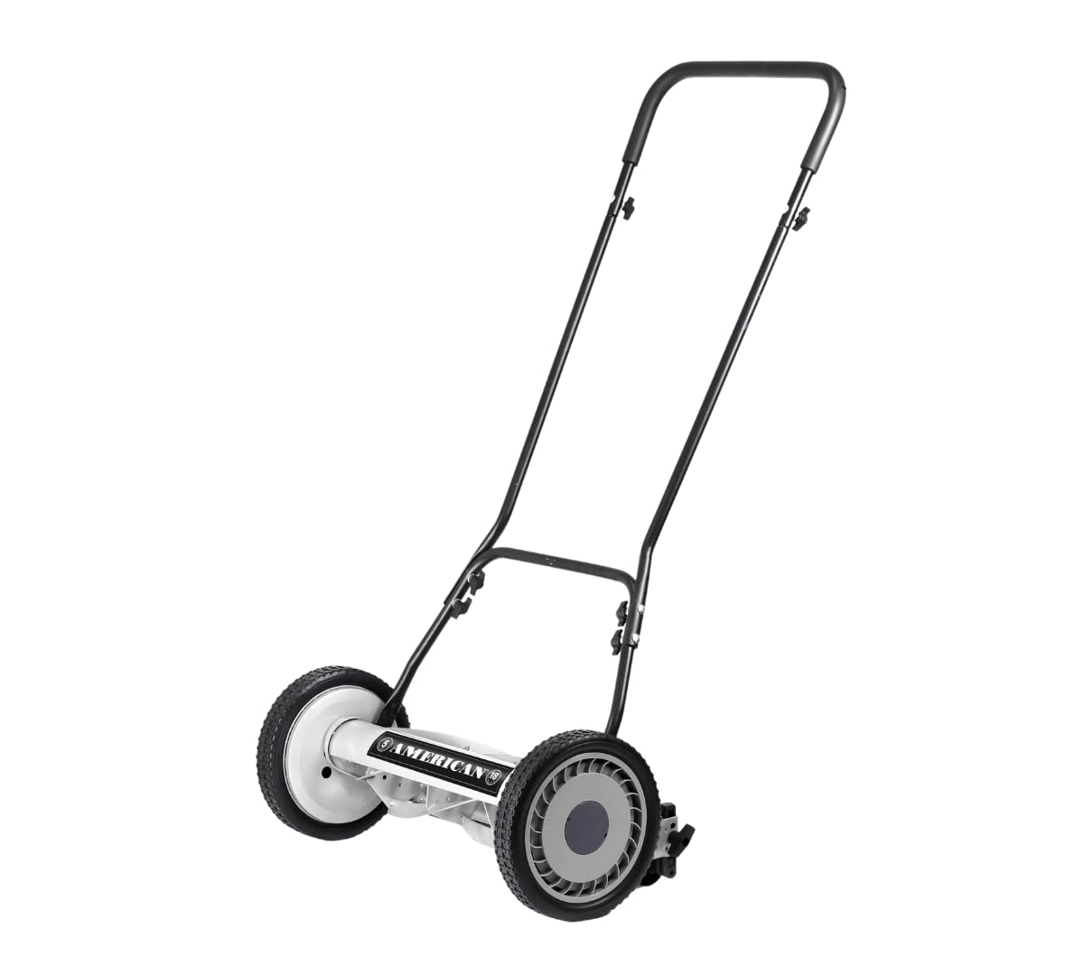 American Lawn Mower Company front view showing compact 18-inch mower for easy storage