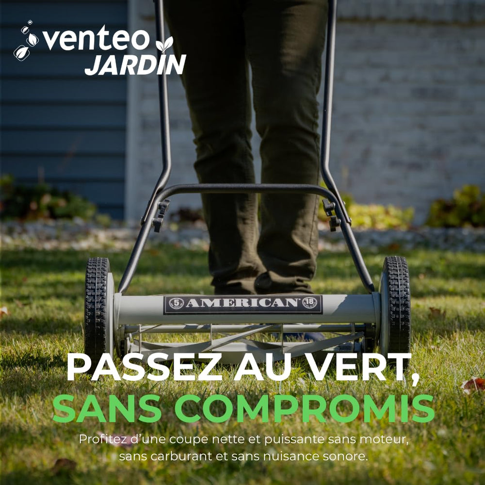 American Lawn Mower Company product packaging with specs for easy identification and setup