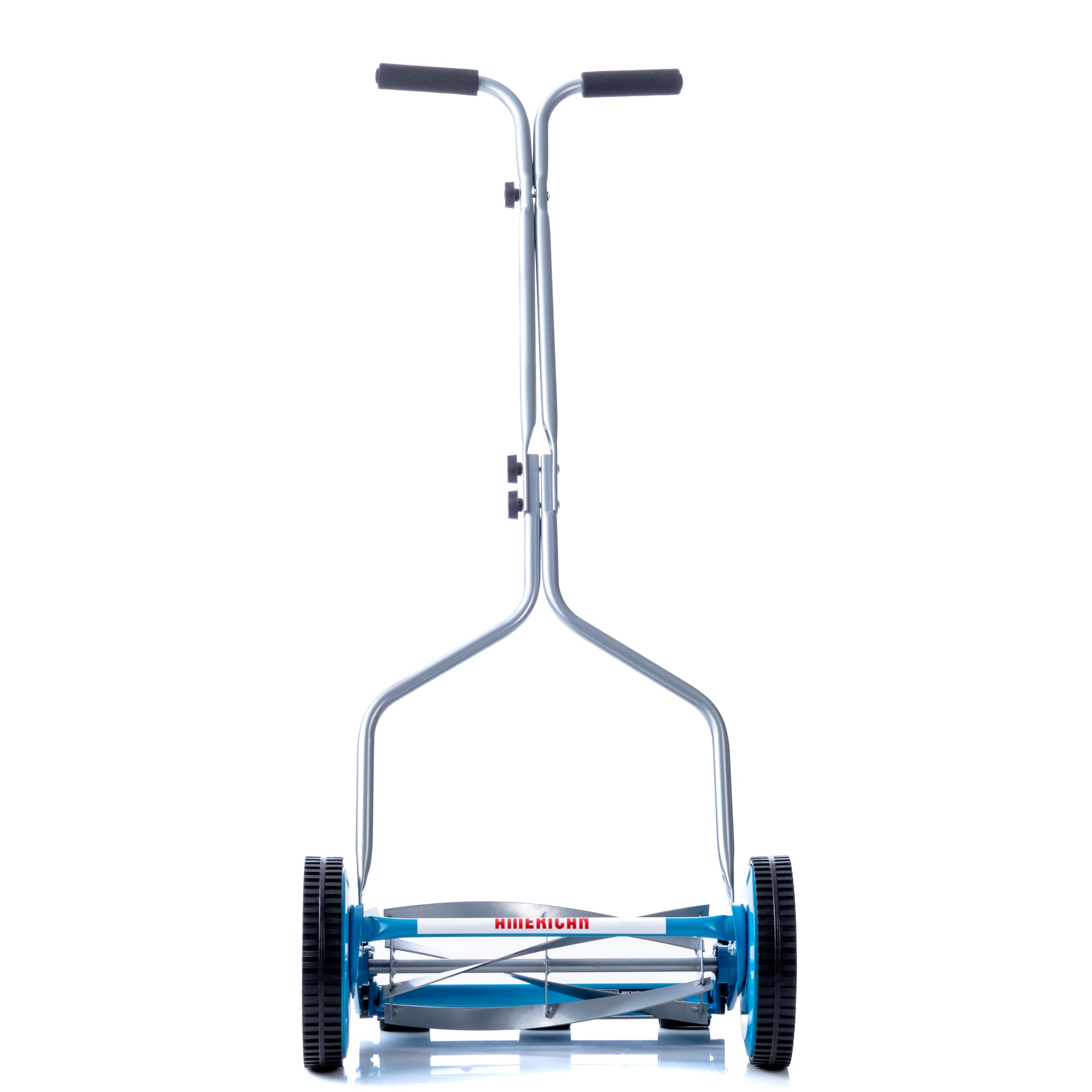American Lawn Mower Company mower being pushed on grass demonstrating quiet, emission-free use
