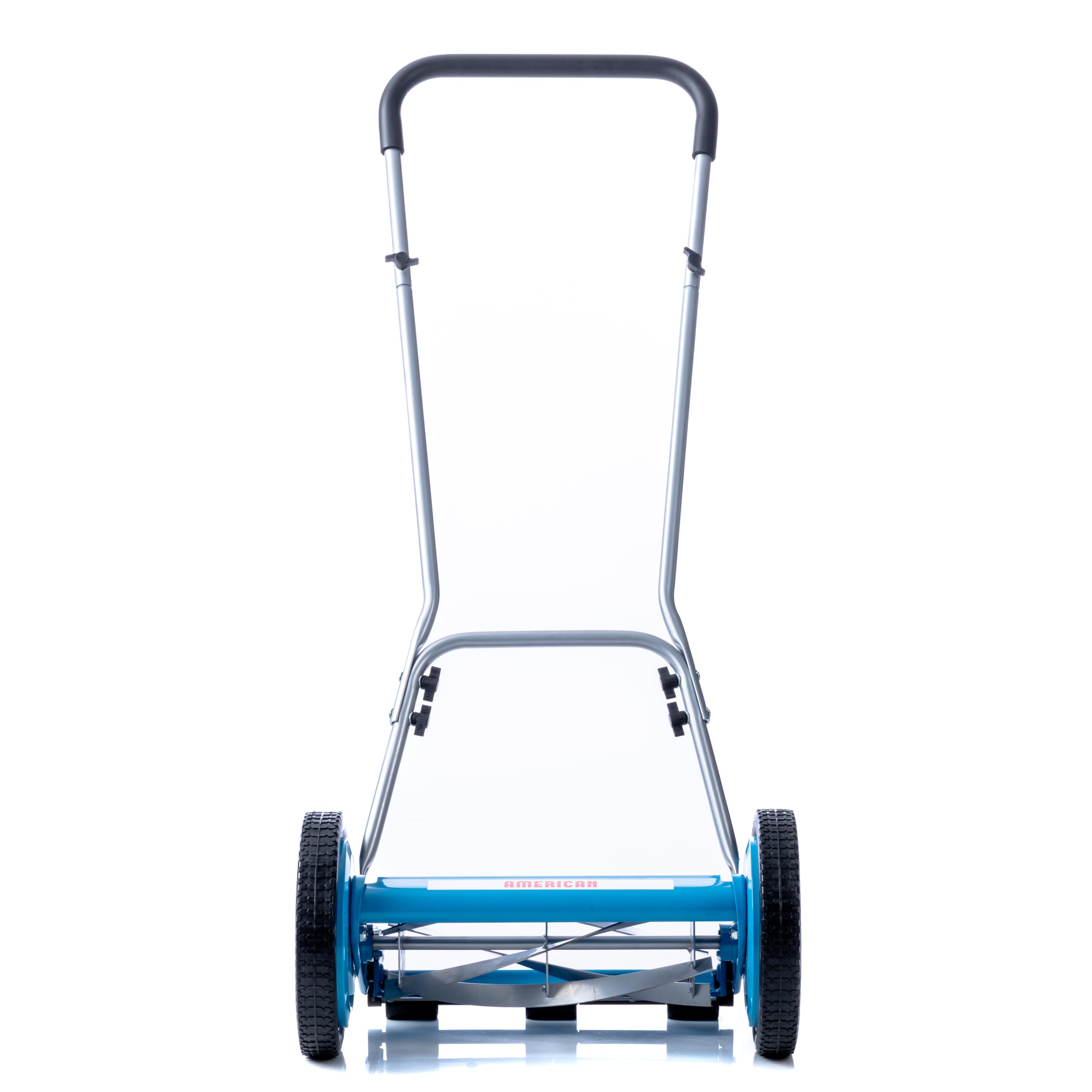 American Lawn Mower 2205-14 folded storage position showing space-saving storage benefit