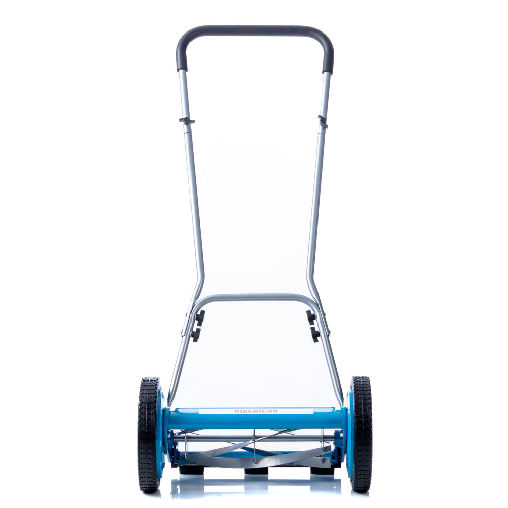 American Lawn Mower 2205-14 folded storage position showing space-saving storage benefit