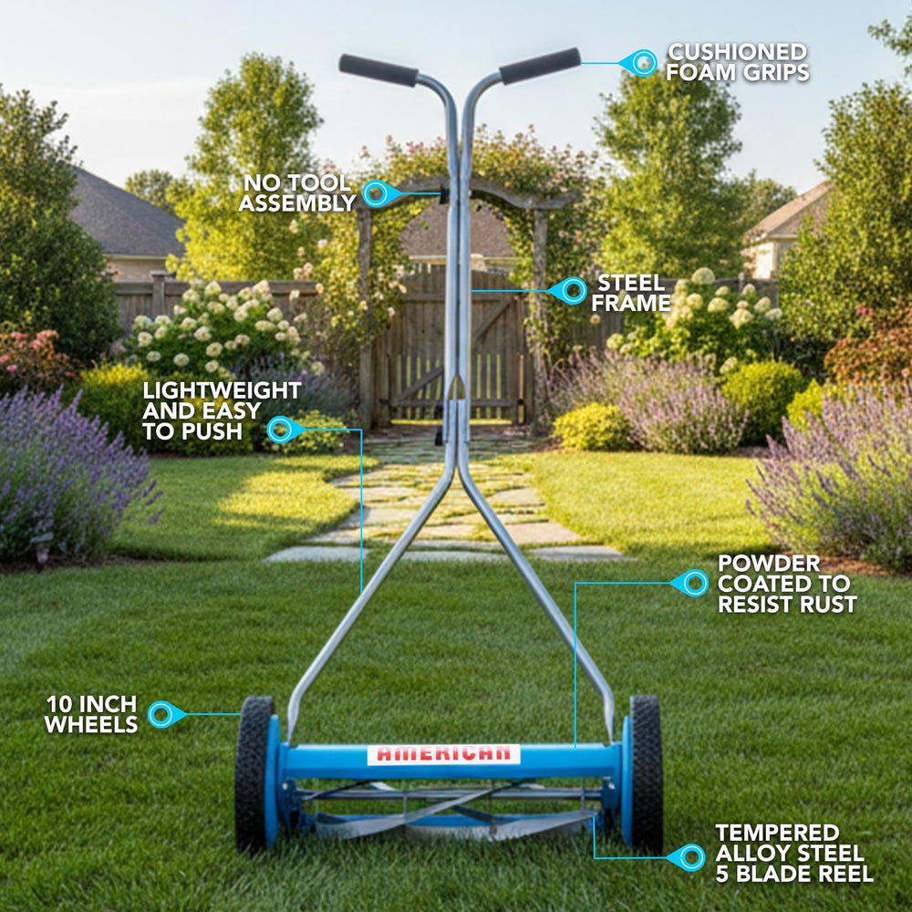 American Lawn Mower Company T-handle detail illustrating comfortable grip and control
