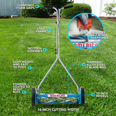 American Lawn Mower with SK-2 hand sharpener included for at-home blade maintenance