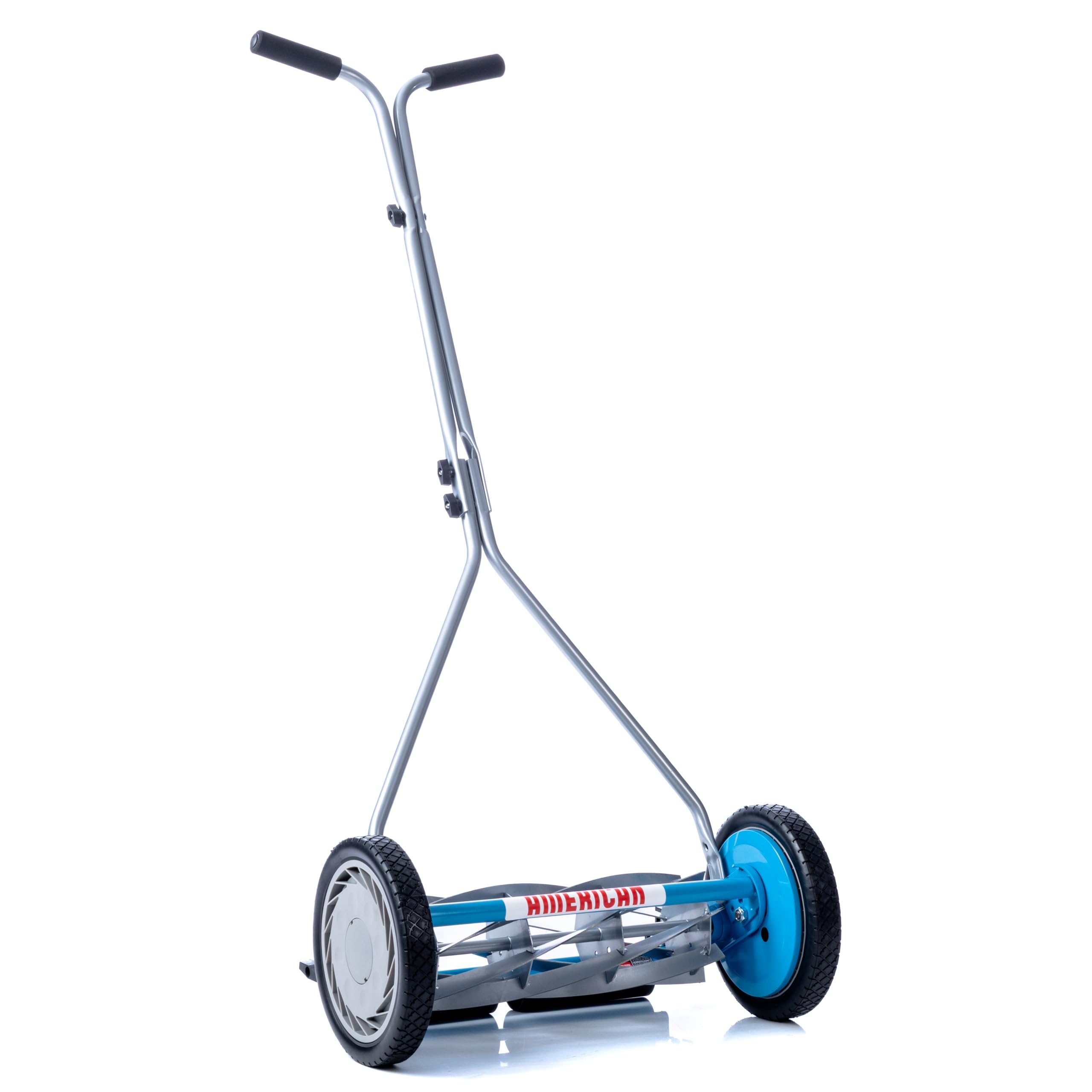 American Lawn Mower side profile highlighting lightweight frame and sturdy construction