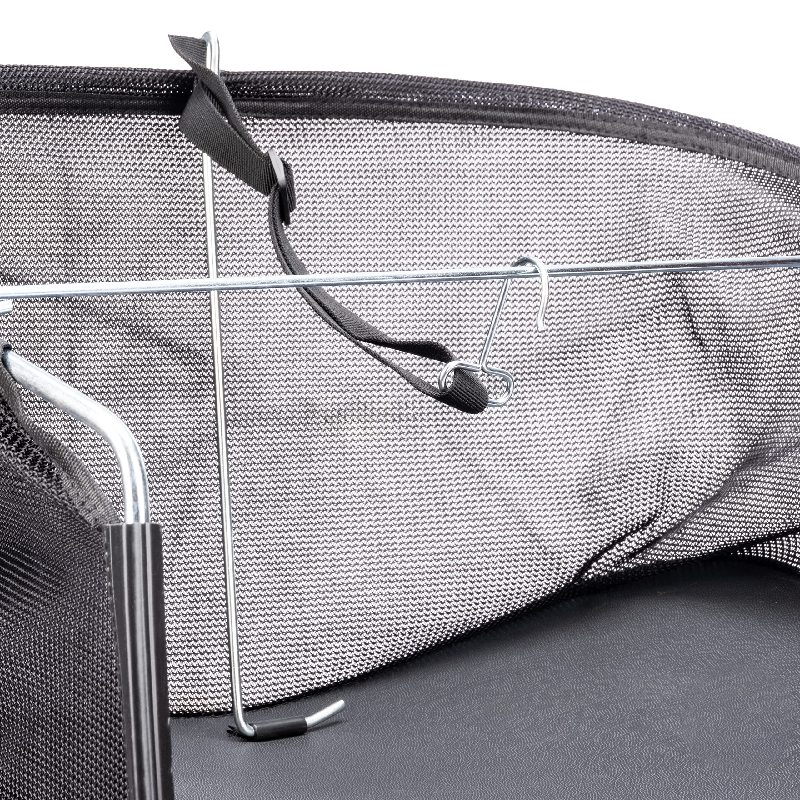 Heavy-duty wireframe inside American Lawn Mower catcher demonstrating structural support