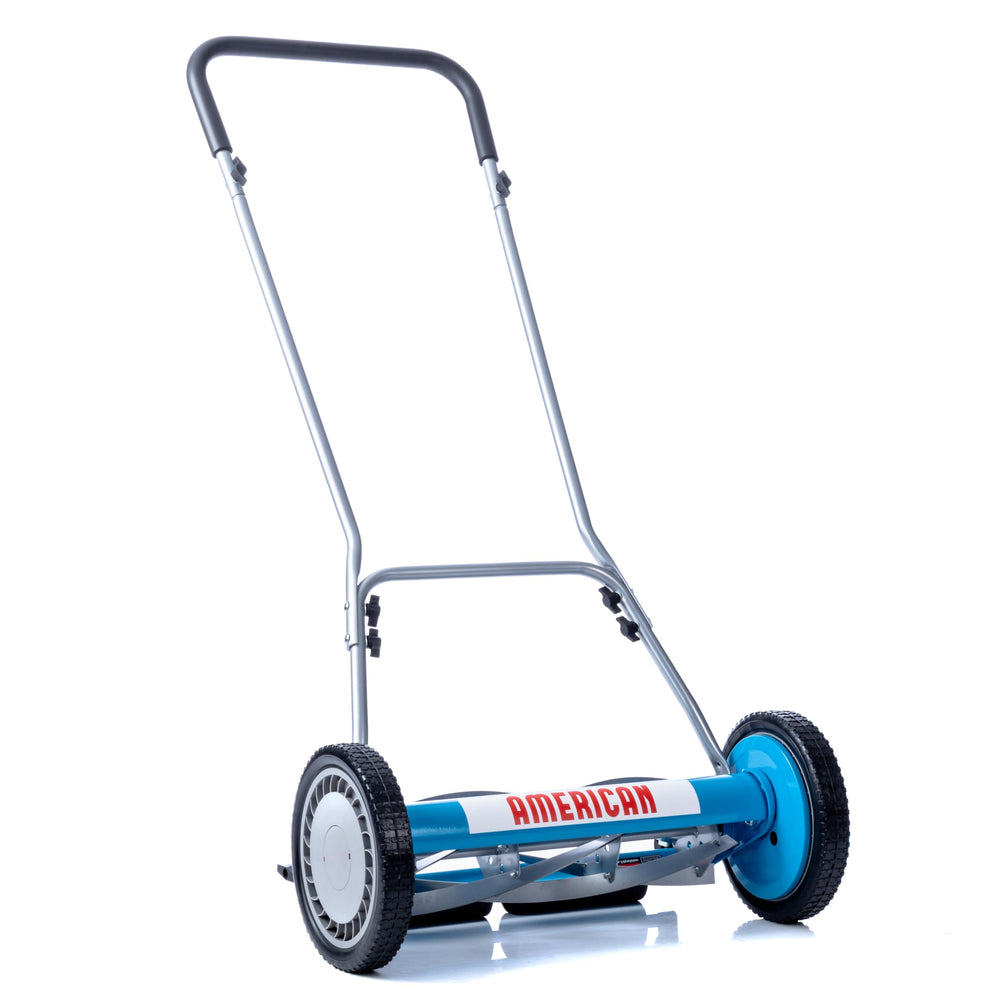 American Lawn Mower Company front view showing complete mower and benefits of efficient cutting