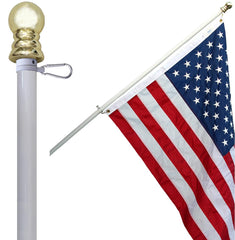American Signature front view of 6 ft white aluminum flag pole showing full length and finish, durable display