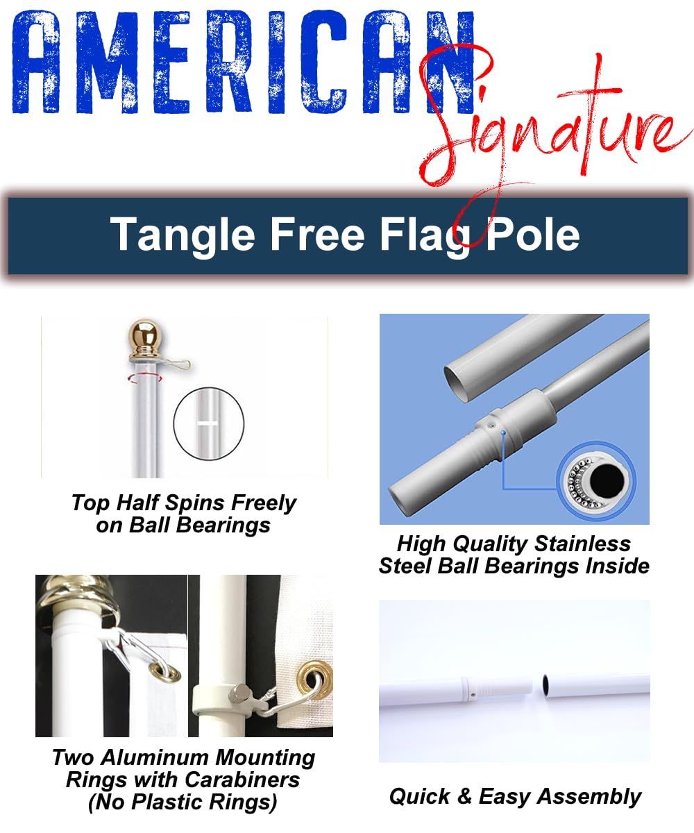 American Signature flag pole mounted on house with flag unfurled showing clear visibility benefit