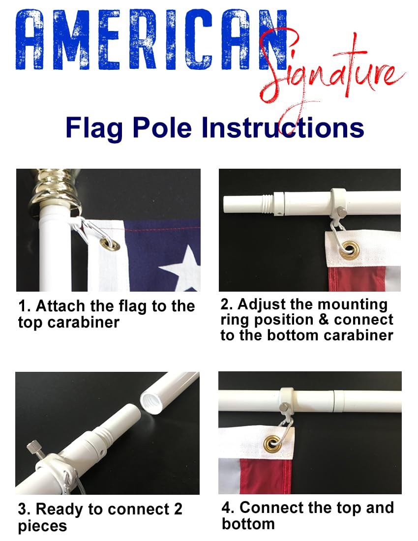 American Signature pole next to ruler showing 6 ft length for proper flag size compatibility and scale