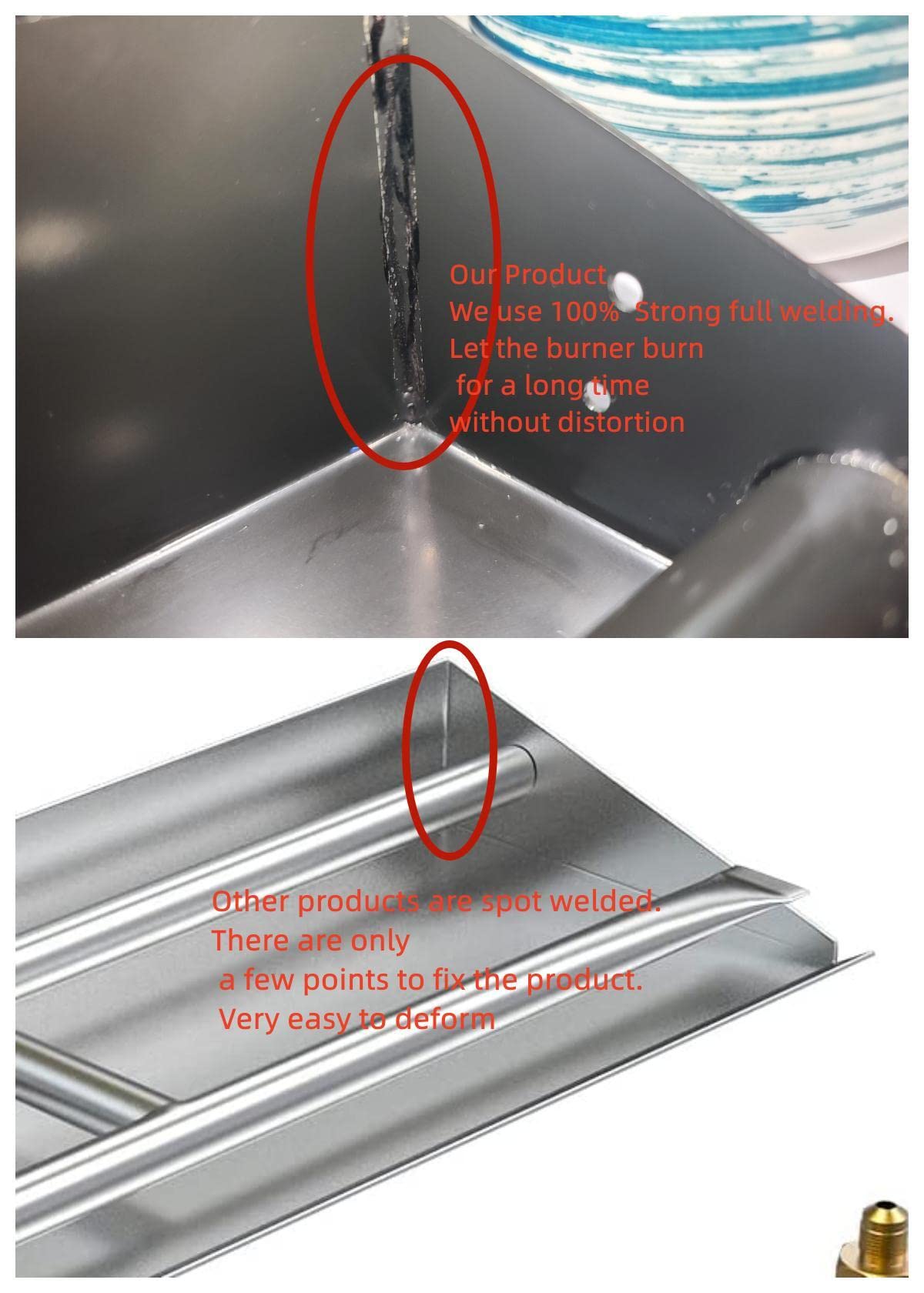 Americangaslogs top view of flame ports for even flame distribution and realism