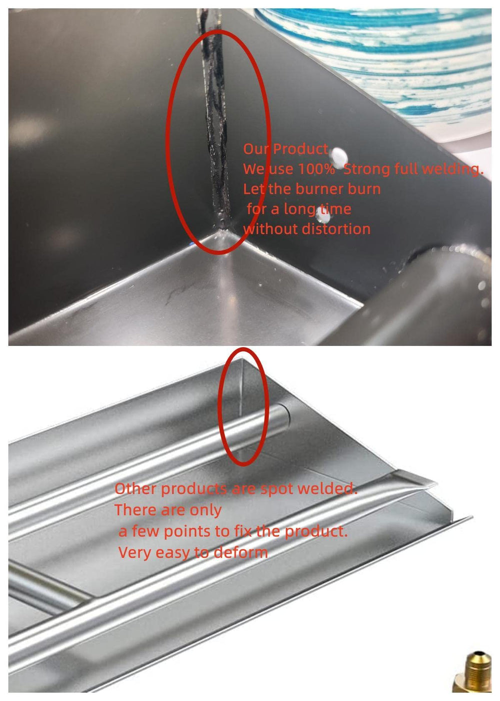 Americangaslogs top view of flame ports for even flame distribution and realism