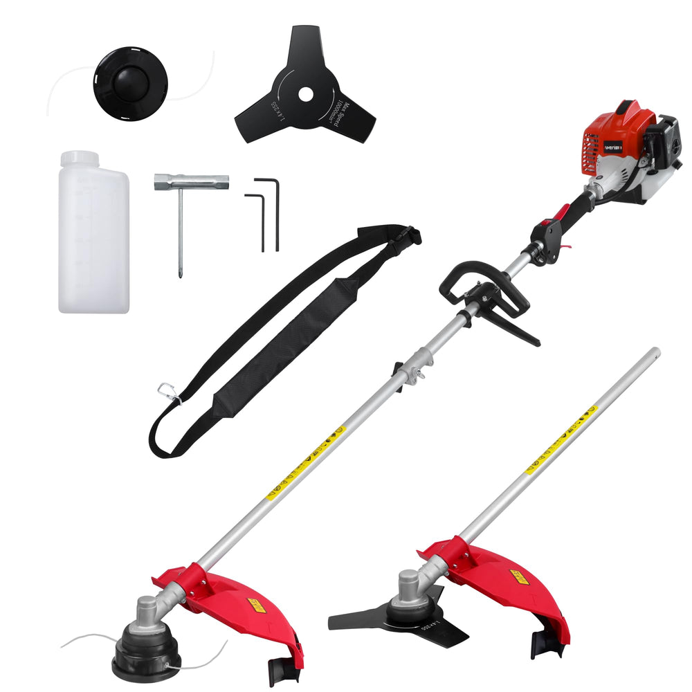 AMERISUN front view showing full 3-in-1 trimmer kit and accessories for versatile yard work