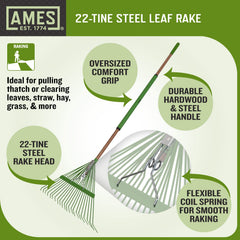 AMES close-up of hardwood and steel handle emphasizing durability benefit