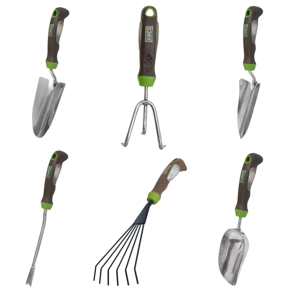 AMES 6-piece set front view showing all tools for organized gardening