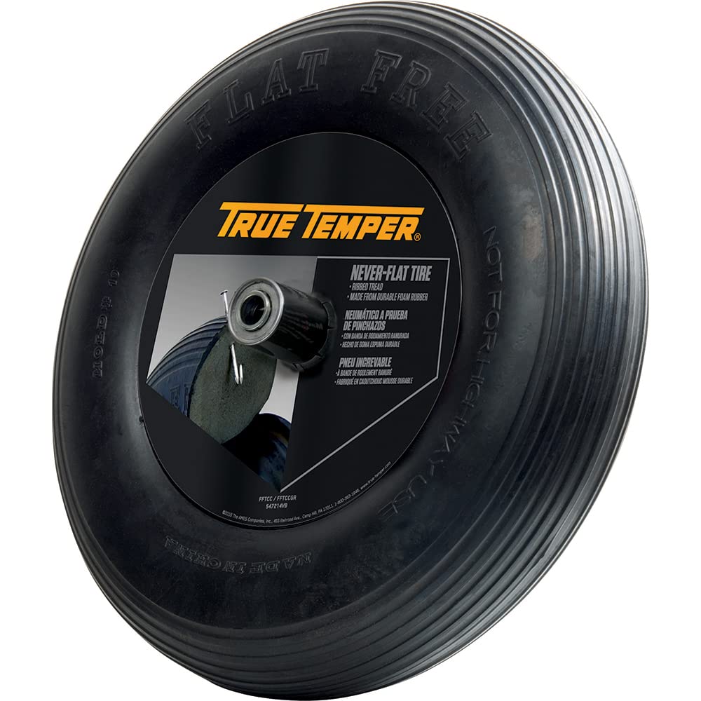 AMES front-mounted wheel assembly showing complete tire and rim for easy swap