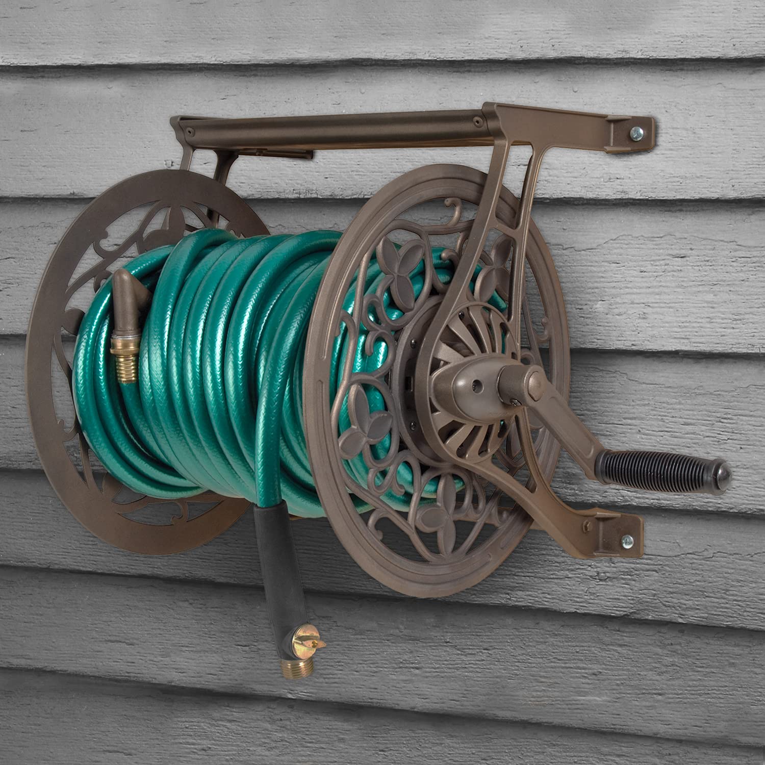 AMES reel beside coiled hose demonstrating capacity and scale benefit