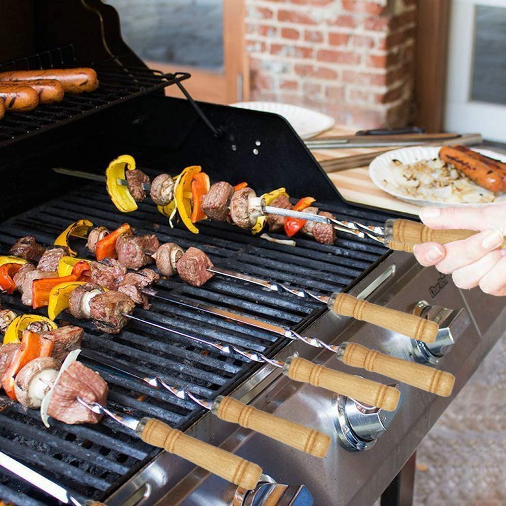 Amestar skewers next to a ruler illustrating 22-inch capacity for larger meals