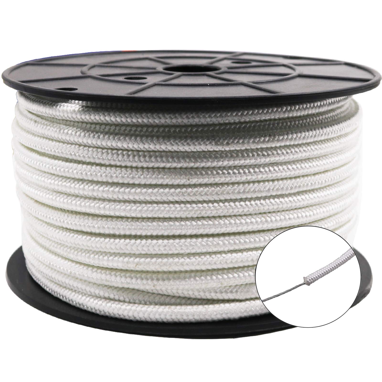 Amgate spool front view showing rope ready for easy installation and length selection