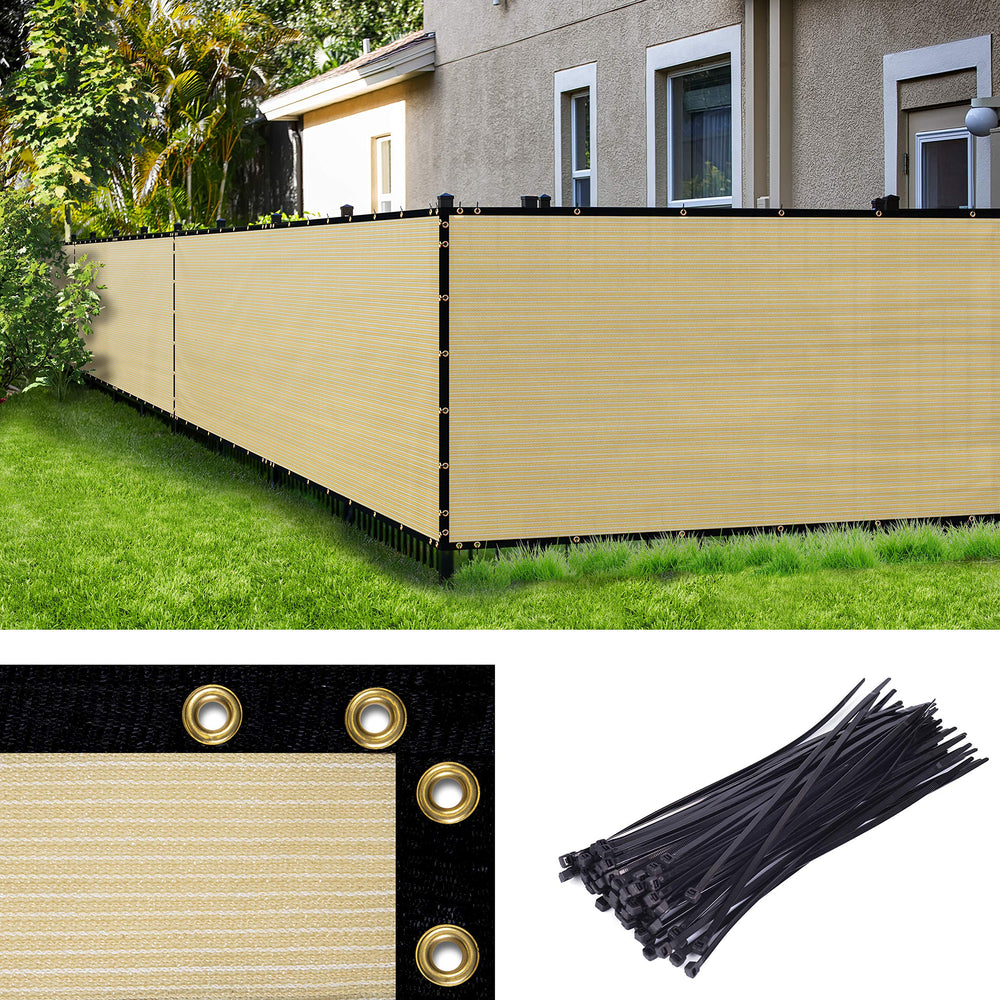 Amgo beige screen front packaging showing size and included hardware for easy setup