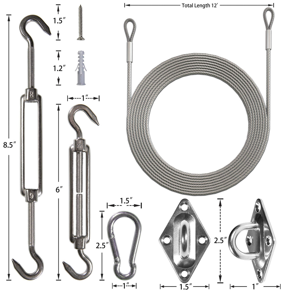 Amgo close-up of 6-inch turnbuckle showing durable stainless finish
