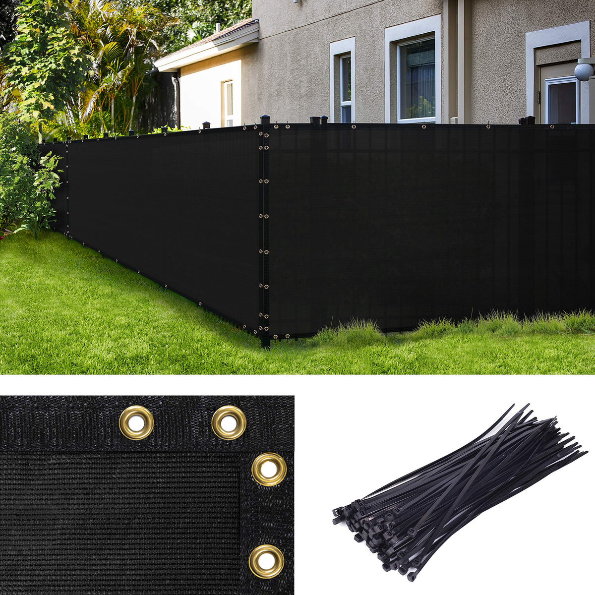 Amgo front panel showing full 6x25 black privacy screen and coverage benefit