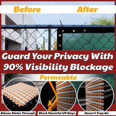 Amgo installed on chain-link fence full length for added privacy and neat look