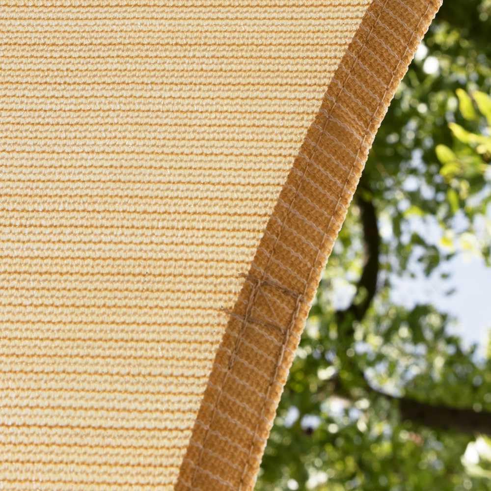 Amgo shade mounted between trees showing easy versatile installation benefit