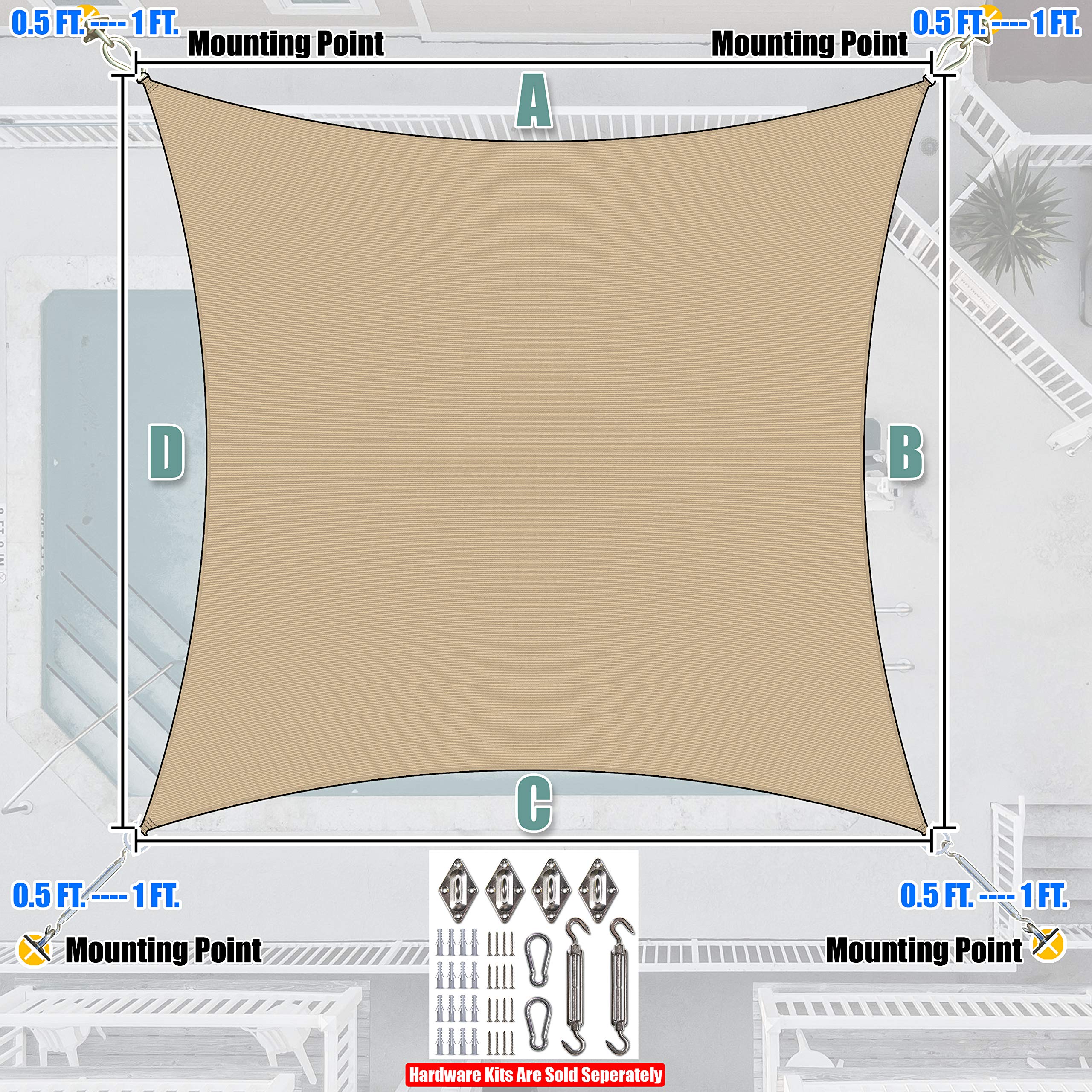 Amgo sail mounted between tree and pole illustrating versatile attachment
