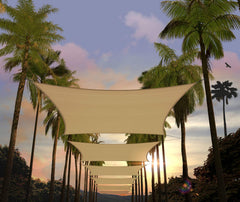 Amgo front view of 14x18 rectangle sail showing full coverage and neutral color