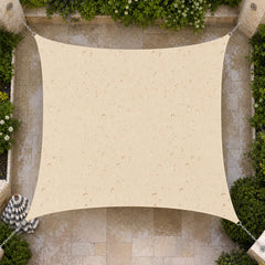 Amgo front view of beige rectangle sail showing full coverage and style benefit