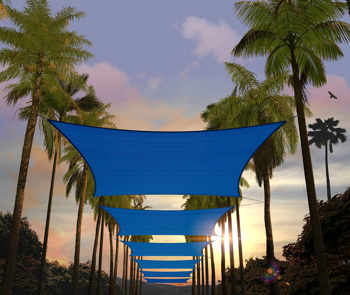 Amgo rectangle shade front view showing clean coverage and UV protection