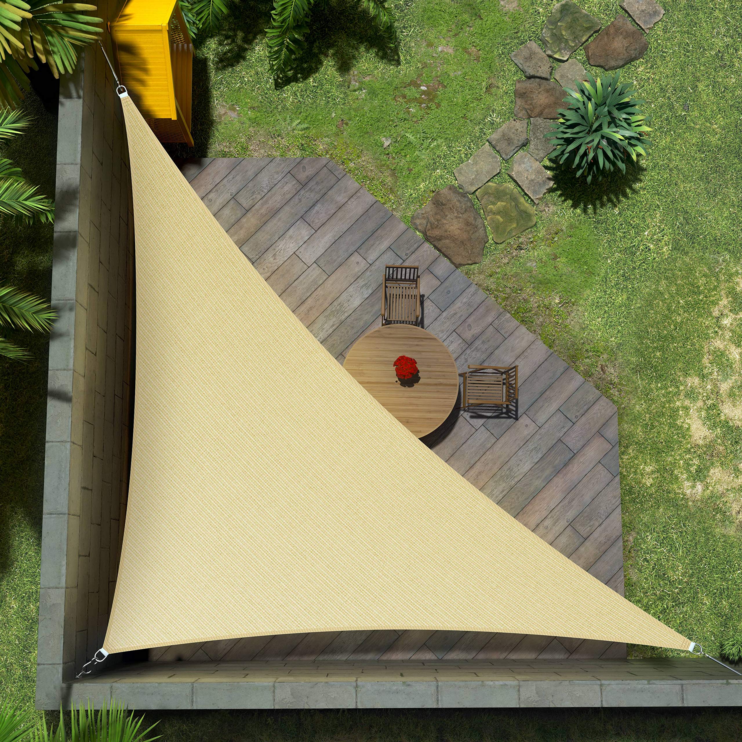 Amgo right triangle sail front view showing full coverage and clean lines