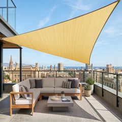 Amgo triangle sun shade front view showing coverage and clean lines