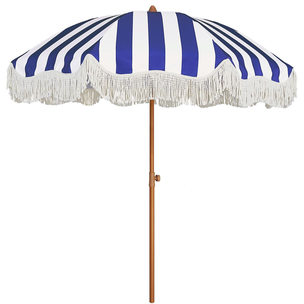 AMMSUN front view of boho fringe umbrella providing stylish shade