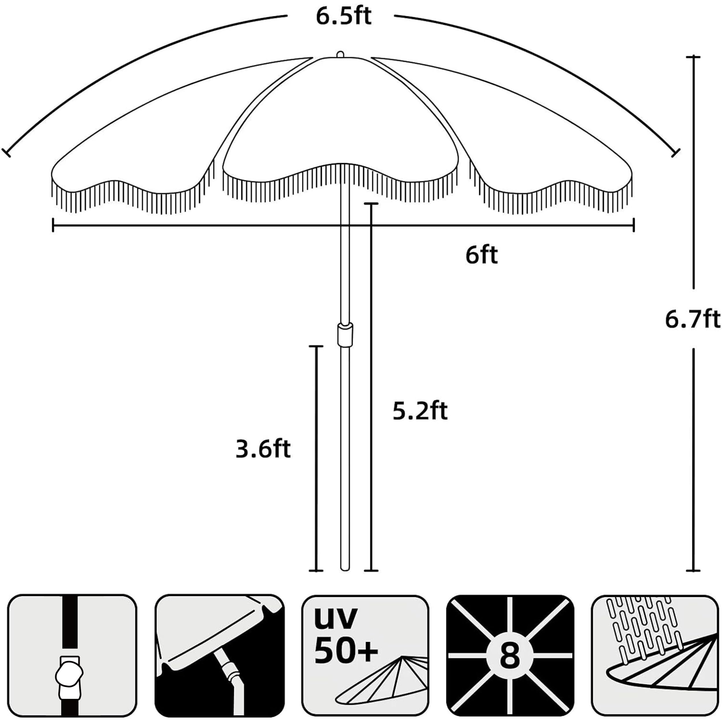 AMMSUN umbrella next to chair showing scale and coverage